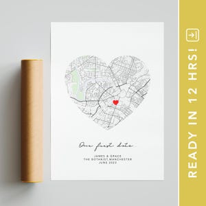 Unser erstes Date Print | Benutzerdefinierte Karte Druck | Personalisiertes Geschenk für Paare Valentinstag Geschenk | Valentinstag Geschenk Geschenk für Sie/Ihn