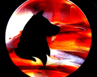 Dog Silhouette Fused Plate