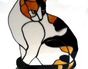 Stained Glass Calico Cat