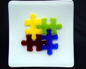 Fused Autism Puzzle Piece Dish 2