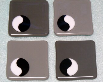 Fused Glass Yin Yang Coaster set