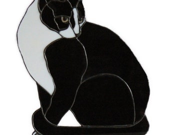 Butch - Stained Glass Black and White Cat