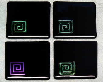 Shiny Black Greek Key Coasters