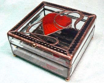 Beveled Glass Heart Box