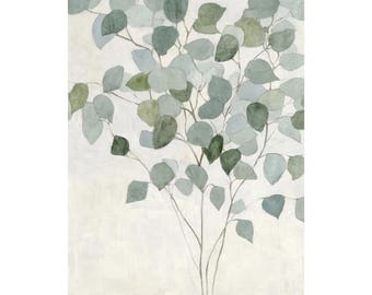 Botanisk väggkonst på canvas: Målning med trädgrenar av pistage-salvia