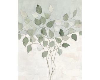 Botanisk canvastavla: 'Pistachio Greenery' Trädgren Impasto Art