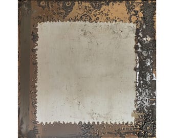 Abstrakt väggtryck på kanvas eller papper, spegelmålning med sliten look, trendiga heminredningar, antik konstgåva