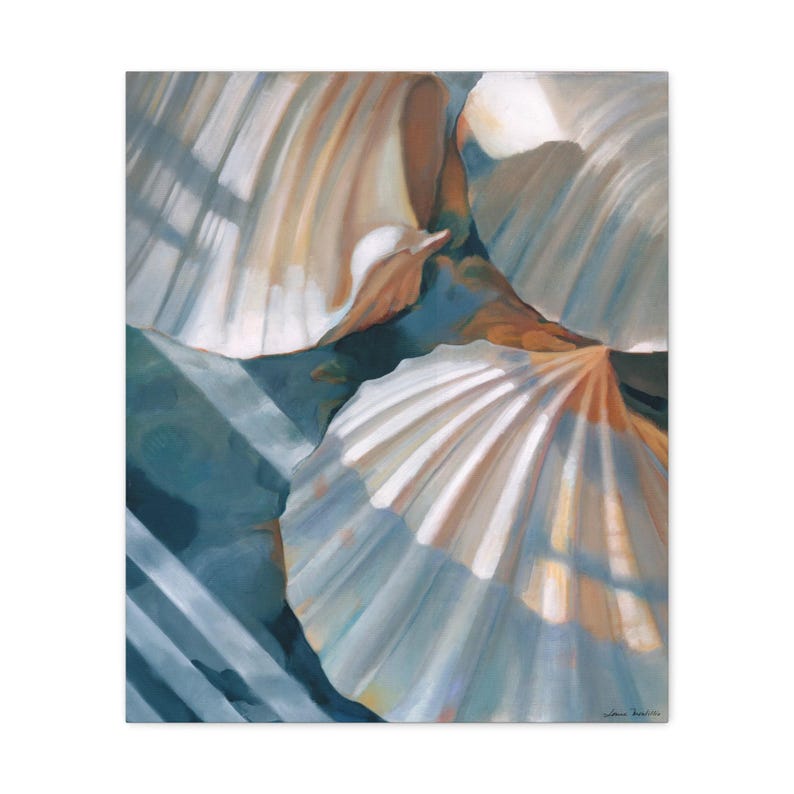 Shell Shadows, Coastal Art, Beach, Canvas Art Print, Living Room, Bed ...