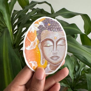 Gautam Buddha vinyl stickers, Peaceful, Spiritual decal for yoga perfect for laptops, bottles, journals, books and more