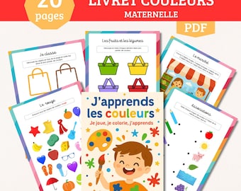 Learn Colors for Preschoolers PDF - 20 Pages of Activities for Ages 2-5 - Matching, Cutting, and Pasting Games - Printable Montessori Workbook