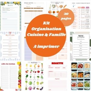 Kit Organisation Cuisine à imprimer – 30 pages menus, courses, recettes, saison, budget, organisation, planificateur & repas à tirer