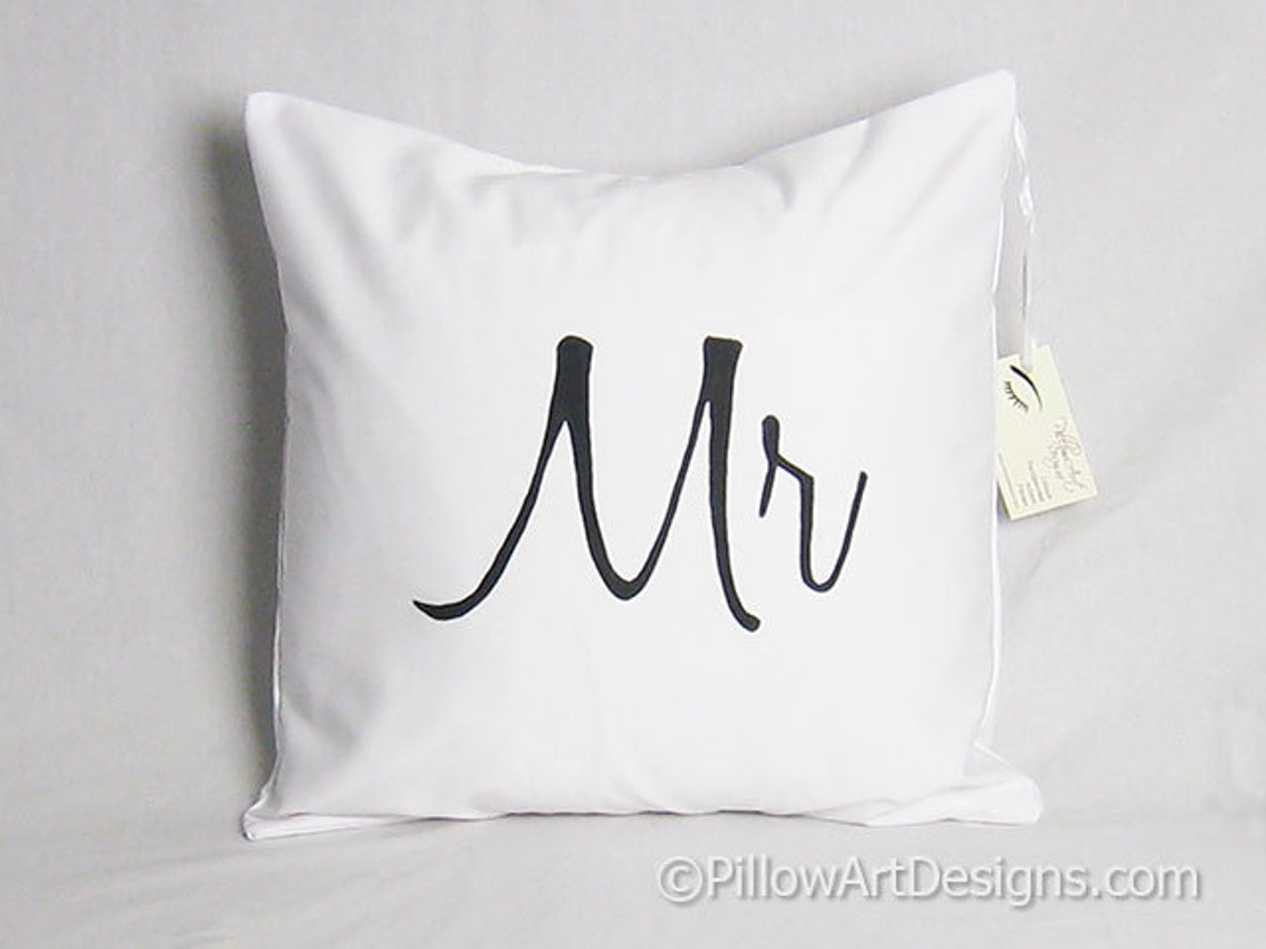Mr and Mrs Pillow Covers Black and White Fully Lined 16 X 16 Etsy