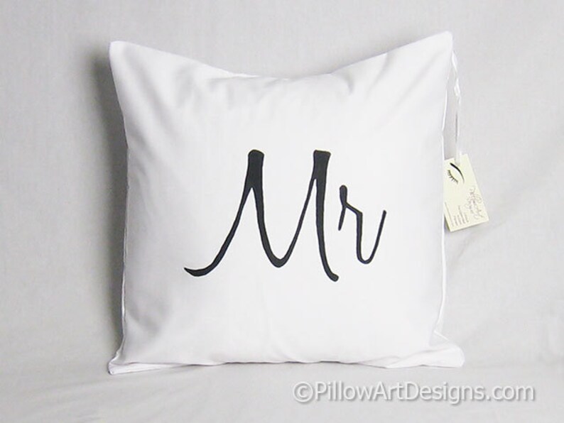 Mr and Mrs Pillow Covers Black and White Fully Lined 16 X 16 Etsy