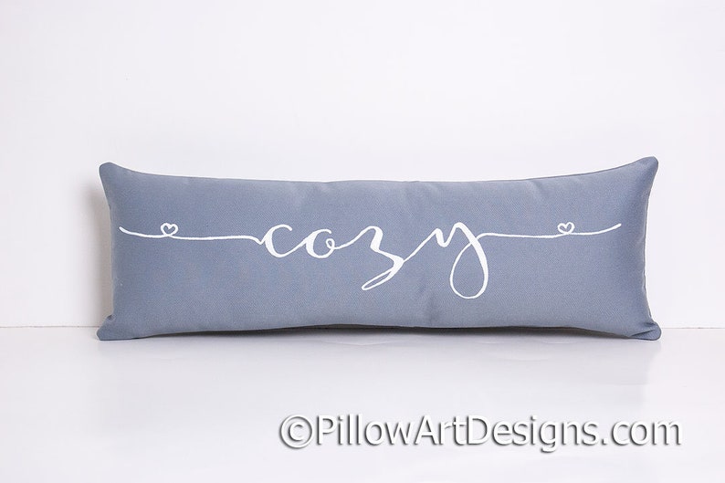 Skinny Pillow with Word Cozy 6 X 18 Grey White Made in Canada Etsy