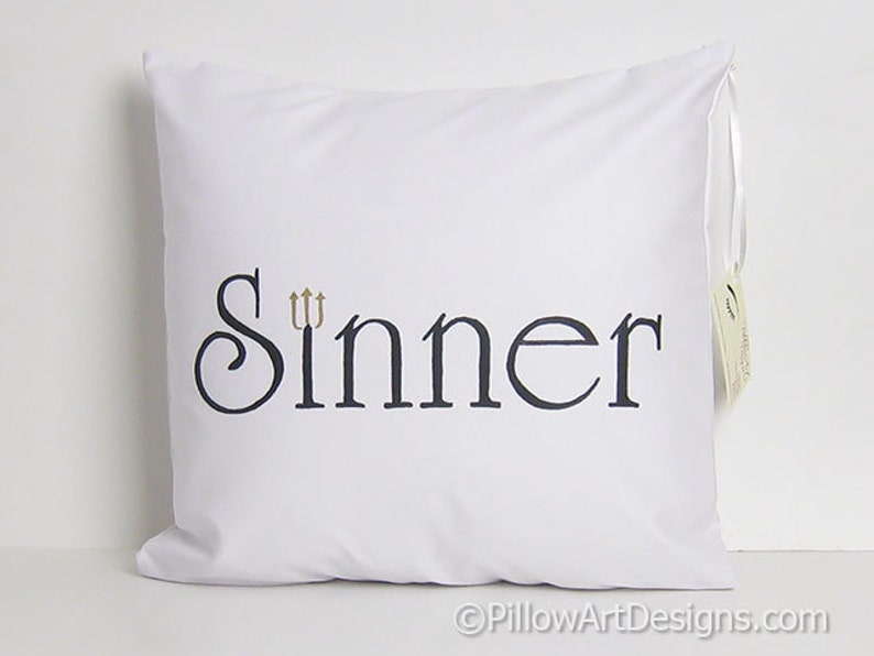 Couples Pillow Covers With Words Saint and Sinner Black and Etsy