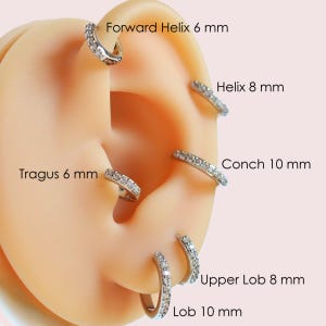 Gold and Silver Colour Sparkling Clicker Hoop, Dainty Zircon Hinged Hoop – 316L Stainless Steel, Tiny Zircon Cartilage Ring – Tragus, Helix