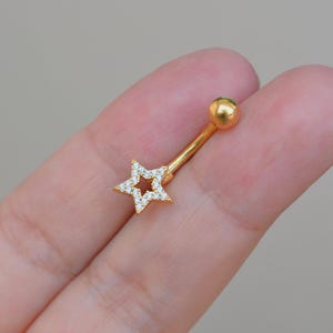 Minimal, Elegant: Star-Shaped 316L Steel Belly Piercing Sold as a set of 2 in gold or silver color - Dainty Star Belly Piercing - 2 Pieces!!