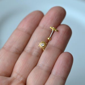 Sun-Shaped Piercing Sold as a set of 2 in gold or silver color – 316L Steel,  Helix, Cartilage, Tragus, Unique Cartilage Stud , 2 pieces !!!