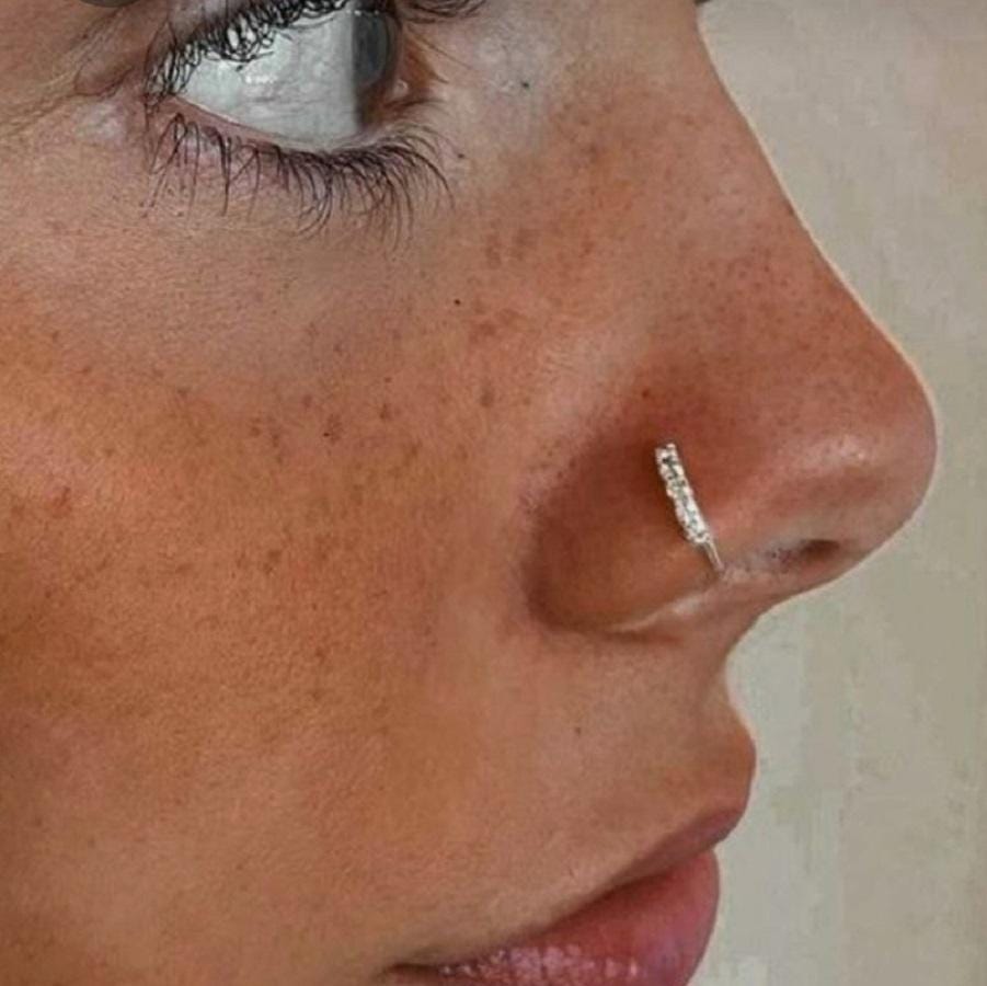 Sterling Silver Hoop Nose Ring Set: Thin Seamless Piercing (Pair)