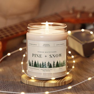 Rowan Whitethorn (Pine + Snow) Scented Candle- 9oz 100% Natural Soy Wax Blend. Throne Of Glass Series, Sarah J Maas. Gift for a Book Lover