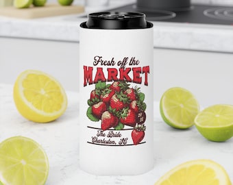 Personalized Bachelorette Can Coolers, Strawberry Theme Party Favors