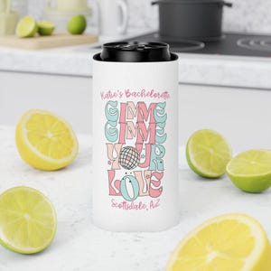 Personalized Mamma Mia Bachelorette Can Cooler, Last Disco Bachelorette Can Cooler, Bachelorette Party Favors, Custom Bachelorette Gifts