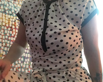 polyester polka dot dress