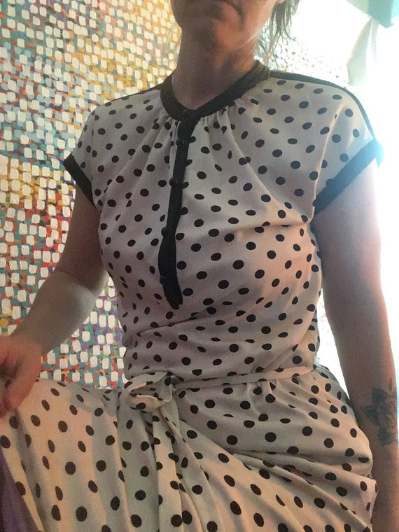 polyester polka dot dress