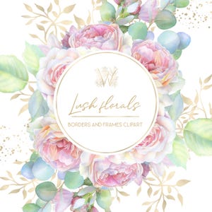 Clipart di bordi estivi ad acquerello - Cornici floreali pastello, PNG per la festa della mamma, rose gialle e rosa