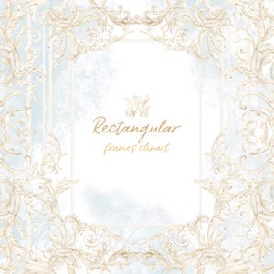 Rechteckiger Rahmen PNG, Ornamental Hochzeit Aquarell Arrangement Download, handgemachtes Aquarell Clipart, eleganter königlicher Barockrahmen