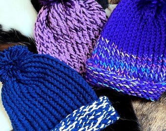 Handmade Knit Toddler Beanie: Double Layer Acrylic, Warm Winter Hat