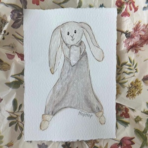 Custom Lovey Painting Watercolor Portrait Stuffed Animal Toy Illustration Personalized Keepsake Nursery Wall Art Bedroom Decoration Baby Shower Gift Children Room Display Special Toy Memento Hand Painted Artwork Unique Sentimental Present