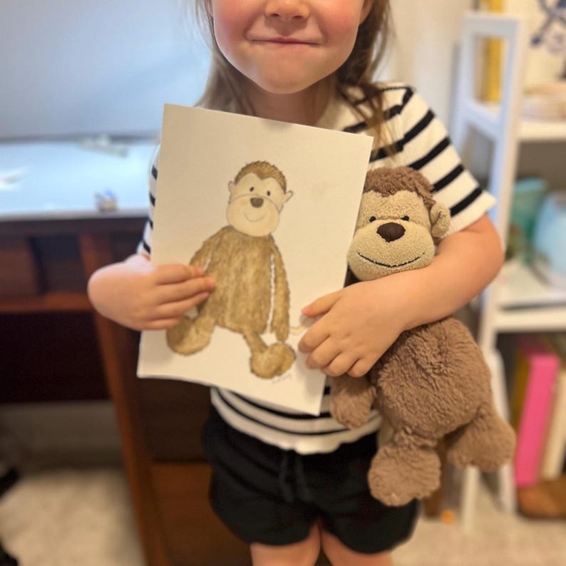 Personalized Custom Lovey Painting | Watercolor Portrait | Stuffed Animal Toy Illustration | Nursery Wall Art Decoration image 15