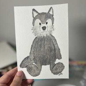 Personalized Custom Lovey Painting | Watercolor Portrait | Stuffed Animal Toy Illustration | Nursery Wall Art Decoration image 7
