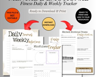 Mental & Emotional Fitness Tracker: Daily Mood, Habit, Anxiety (Digital Download)