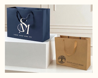 Personalized Gift Bag for Guest BULK Event Party Swag Gift Bag Custom Merch Welcome Paper Gift Bag Personalized Logo Swag Bag