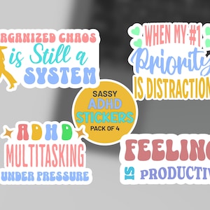 Retro ADHD Sticker Laptop Pack Water Bottle Decal Funny Quote Sticker for Phone Case Sarcastic Sticker PNG SVG Planner Retro Vynil Sticker