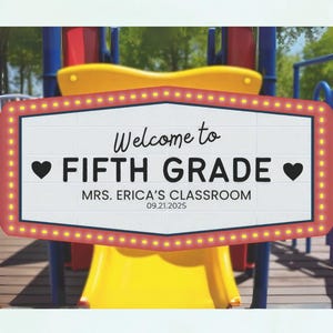 Custom Marquee Sign First Day of School Editable Classroom Party Poster Sign Personalized Birthday Handheld Canva Wedding Style Marquee Sign