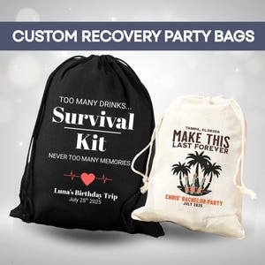 Custom Recovery Bag Bachelorette Party Favor Personalized Hangover Kit Bag Bachelor Party Funny Survival Baggie Hangovers Only Last a Day