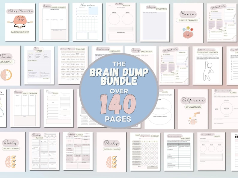 ADHD Brain Dump Printable Bundle: Daily Planner, Mood Tracker (PDF ...
