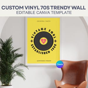 Impresión de arte de pared de vinilo personalizado de los años 70, póster Y2K, arte digital hippie, póster de vinilo psicodélico vintage de moda editable, decoración de habitación, arte digital