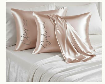 Custom Satin Pillow Case Travel Bride Personalize Monogram Satin Envelope Pillow Case Name Initial Bridesmaid Gift Pillow Cover Grad Gift