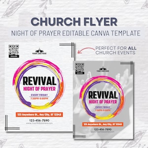 Church Flyer Editable Template Night of Worship Flyer Canva Template Church Conference Flyer Bible Study Template Church Youth Revival Flyer