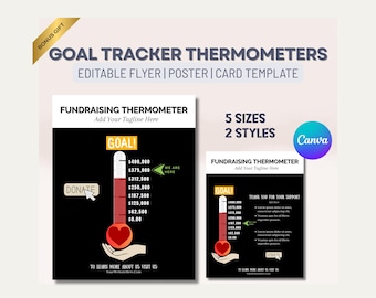 Editable Fundraising Thermometer Template: Goal Tracker (Digital Download)
