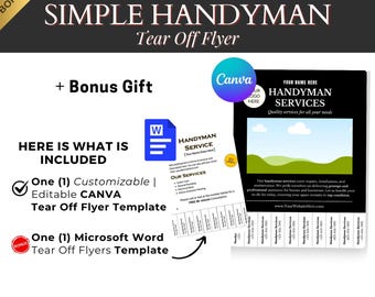 Handyman Tear-Off Flyer Template: Customizable Ad (Canva & Word) (Digital Download)