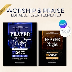 Editable Worship Night Flyer Template: Church Event, Prayer (Digital Download)