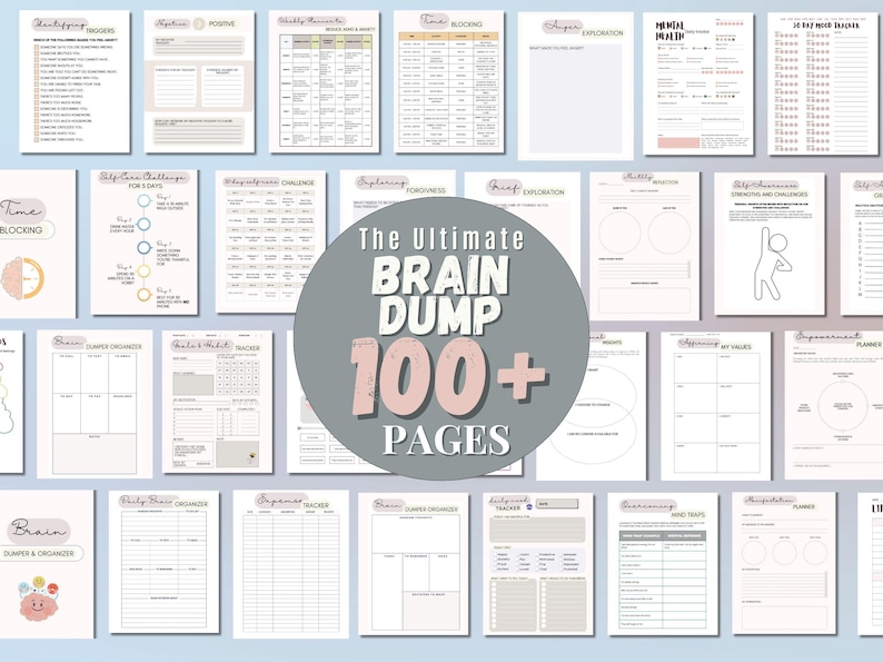 ADHD Brain Dump Printable Planner: Anxiety & Thought Organizer (PDF ...