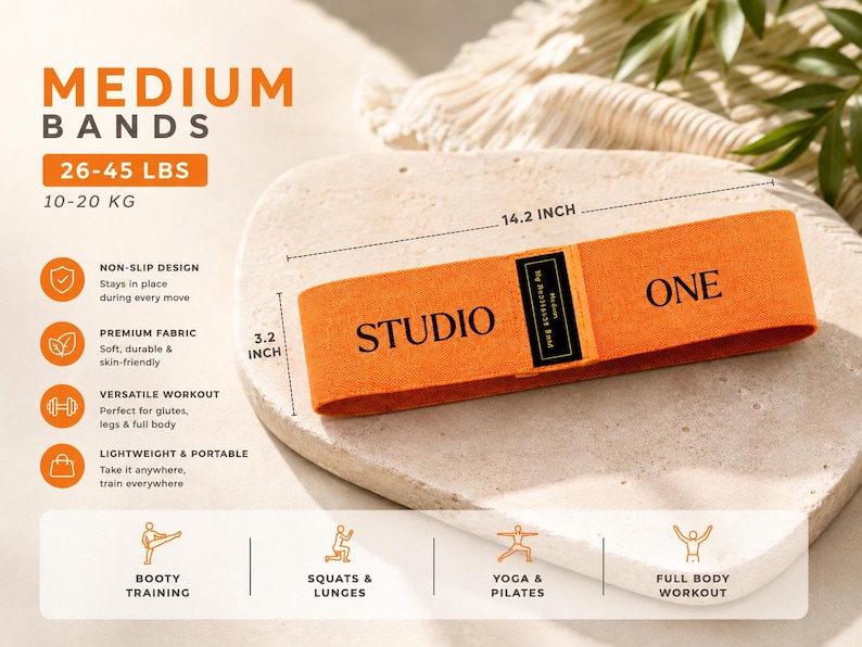 May include: Bring your own logo resitance bands light medium and heavy. Hip Resistance Band Resistance Band for Working Out Custom Logo Fitness Band Non Slip Fabric Hip & Glute Band Squat Booty and Leg Exercise yoga studio band Pilats cutsom bands, spa and medical office personalize bring your logo non slip resistance bands