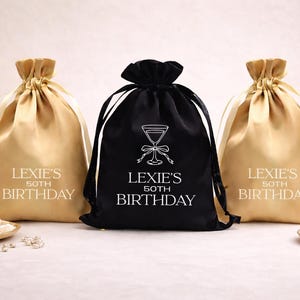 Personalized Logo Satin Gift Bag Birthday Party Favor Custom Bridesmaid Swag Bag Wedding Favour Guest Satin Drawstring Swag Bag Custom Logo