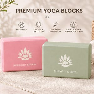 Custom Yoga Block Personalized Non-Slip EVA Foam Yoga Brick Custom Logo or Name High Density Support Block for Yoga Pilates & Stretching